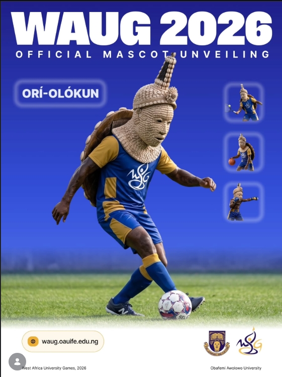 WAUG 2026 official mascot unveiling poster for Ori-Olokun