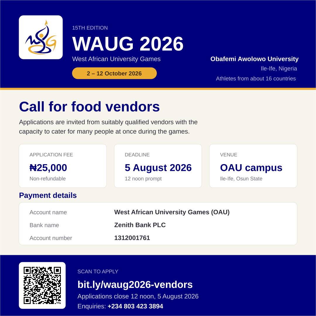 WAUG 2026 call for food vendors application poster